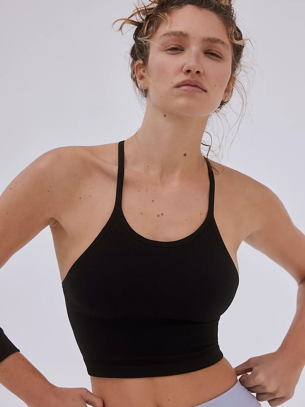 FP Movement by Free People Black Ribbed Cropped Tank